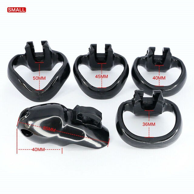 BDSM Male Resin Chastity Cock Cage Device with 4 Penis Rings Set HTV4 - ChastityBondage