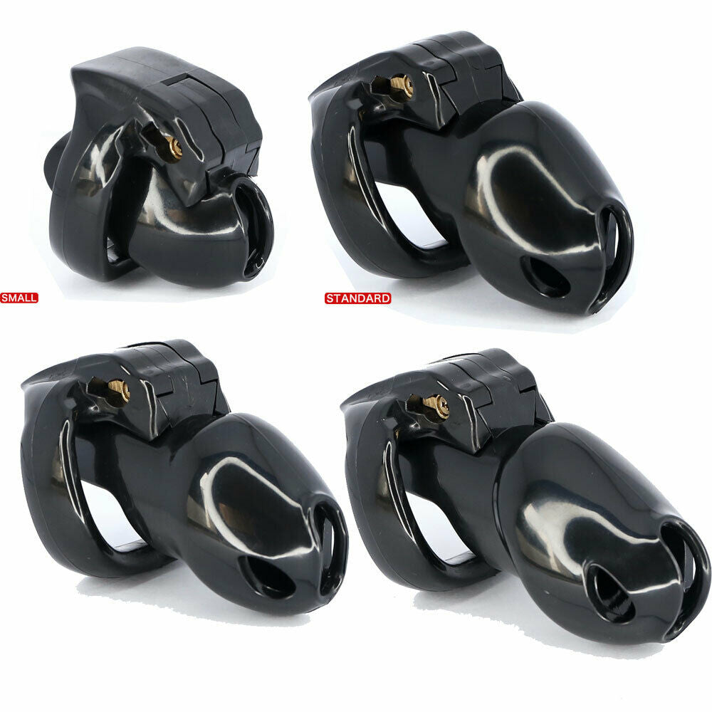 BDSM Male Resin Chastity Cock Cage Device with 4 Penis Rings Set HTV4 - ChastityBondage
