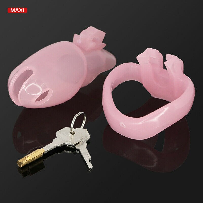 BDSM Male Resin Chastity Cock Cage Device with 4 Penis Rings Set HTV4 - ChastityBondage