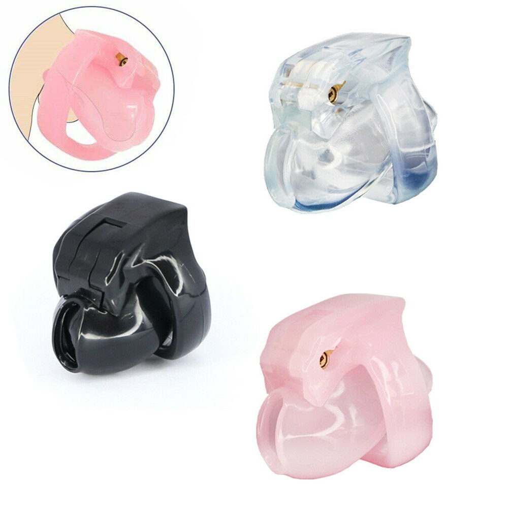Resin small Chastity Cage with 4 Penis Rings- BDSM Bondage Lock For Men - ChastityBondage