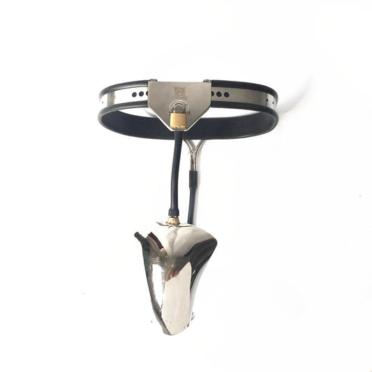 Metal Chastity Belt For Men - Male Panties Shield Device with Lock and Anal Plug - ChastityBondage