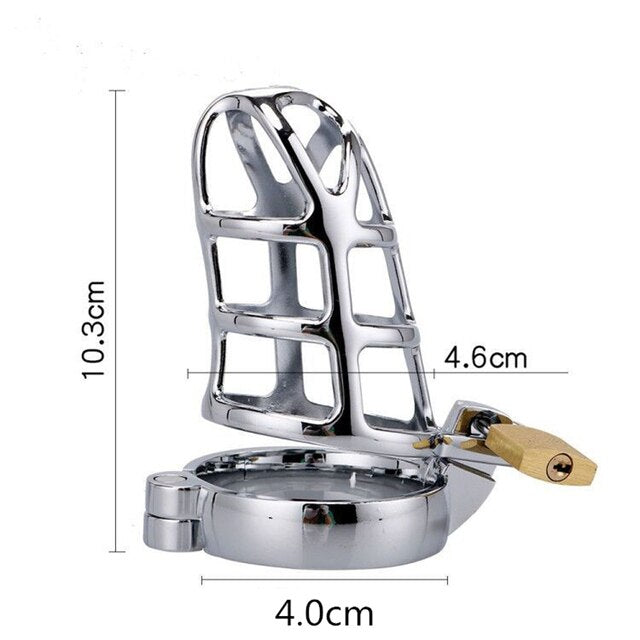 Metal Chastity Cage with Lock - Stainless Steel Penis Restraint Sex Toys for Men - ChastityBondage