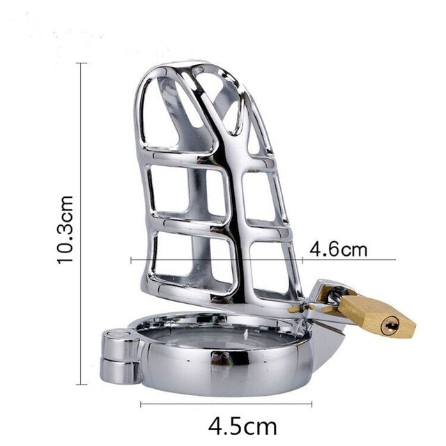 Metal Chastity Cage with Lock - Stainless Steel Penis Restraint Sex Toys for Men - ChastityBondage