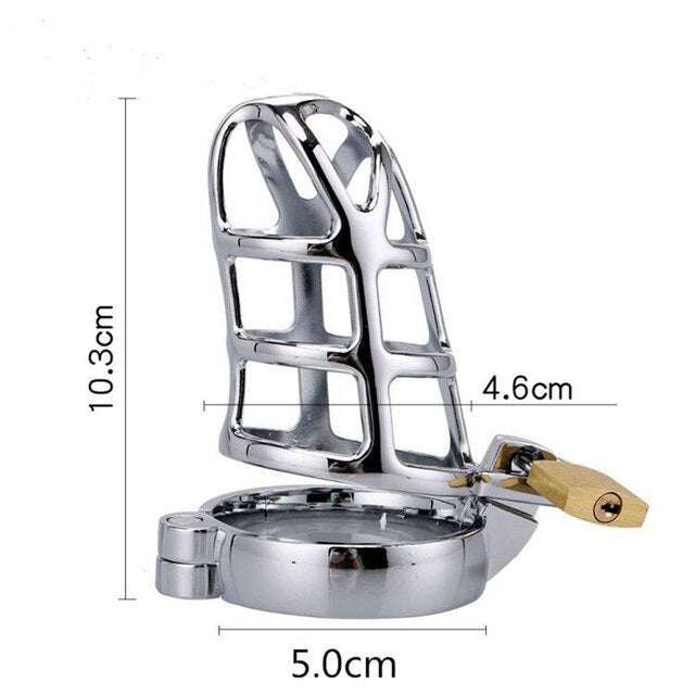 Metal Chastity Cage with Lock - Stainless Steel Penis Restraint Sex Toys for Men - ChastityBondage