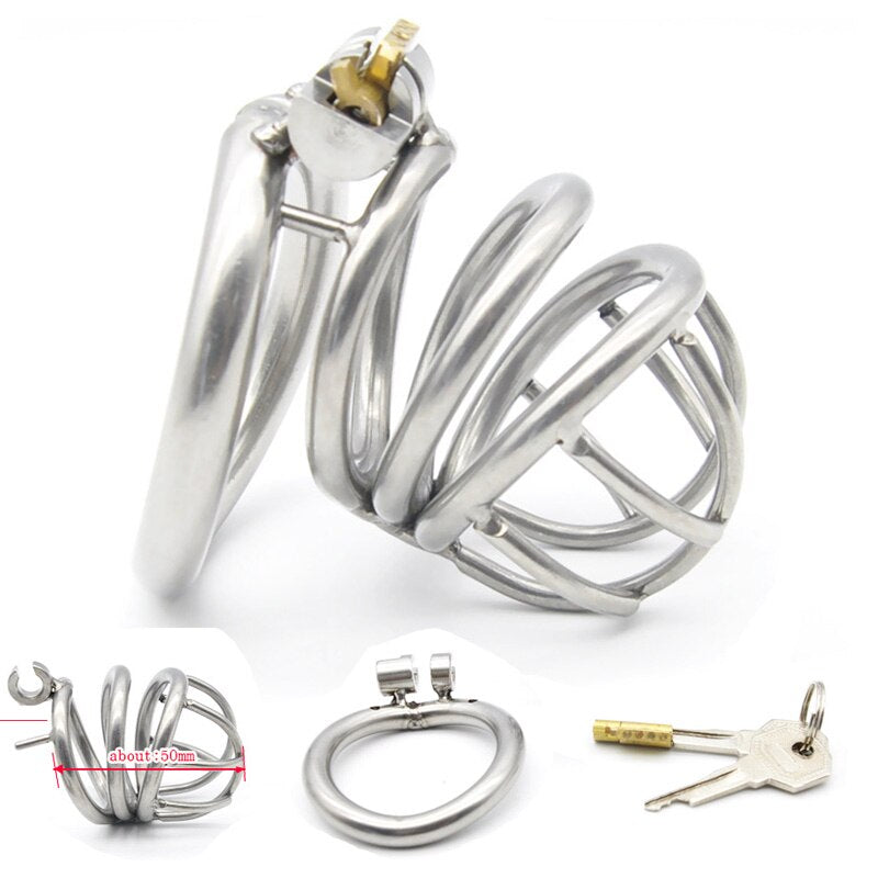 Safe chastity with the men metal cage