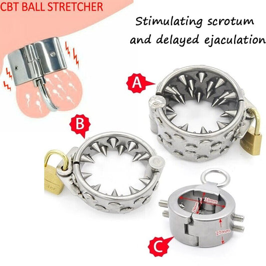 Spiked Chastity Cage Male Stainless Steel Metal Cock Ring - Teeth Penis Ring - ChastityBondage