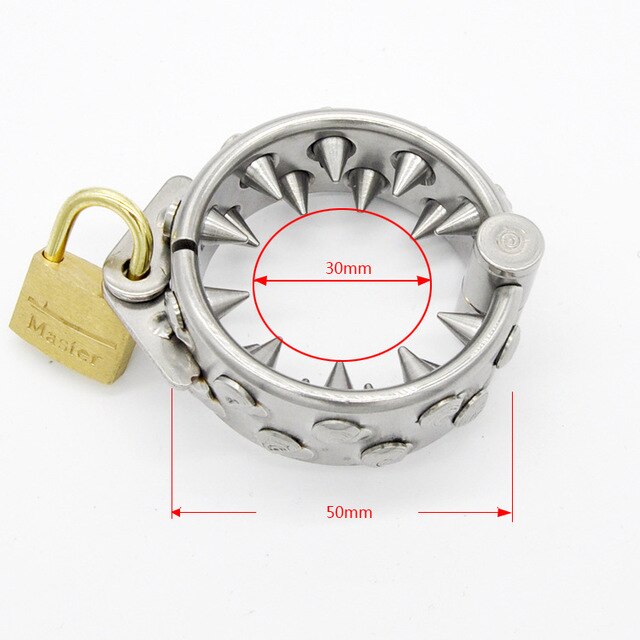 Spiked Chastity Cage Male Stainless Steel Metal Cock Ring - Teeth Penis Ring - ChastityBondage