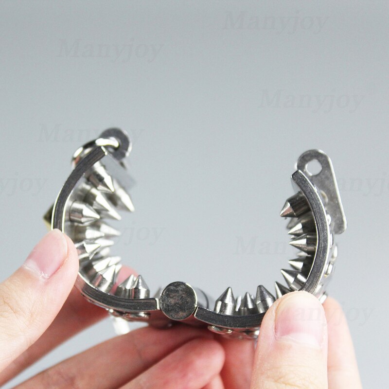 Spiked Chastity Cage Male Stainless Steel Metal Cock Ring - Teeth Penis Ring - ChastityBondage