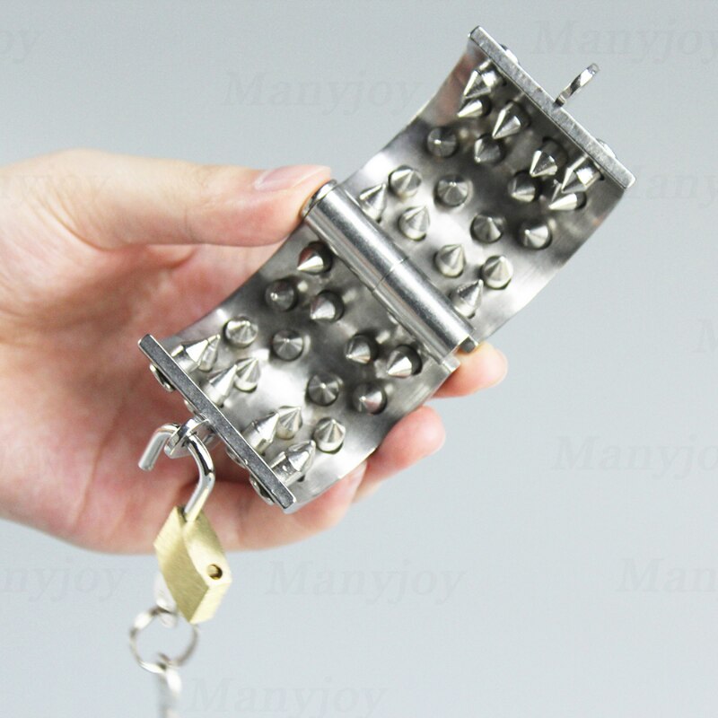 Spiked Chastity Cage Male Stainless Steel Metal Cock Ring - Teeth Penis Ring - ChastityBondage