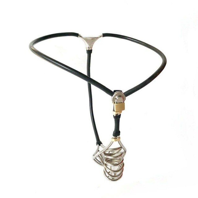 Male Invisible Chastity Belt with Metal Cock Cage - BDSM Bondage Lockable Chastity Pants - ChastityBondage