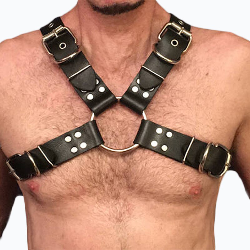 Mens Leather Body Harness - Belt Bondage Leather Male Harness Lingerie - ChastityBondage
