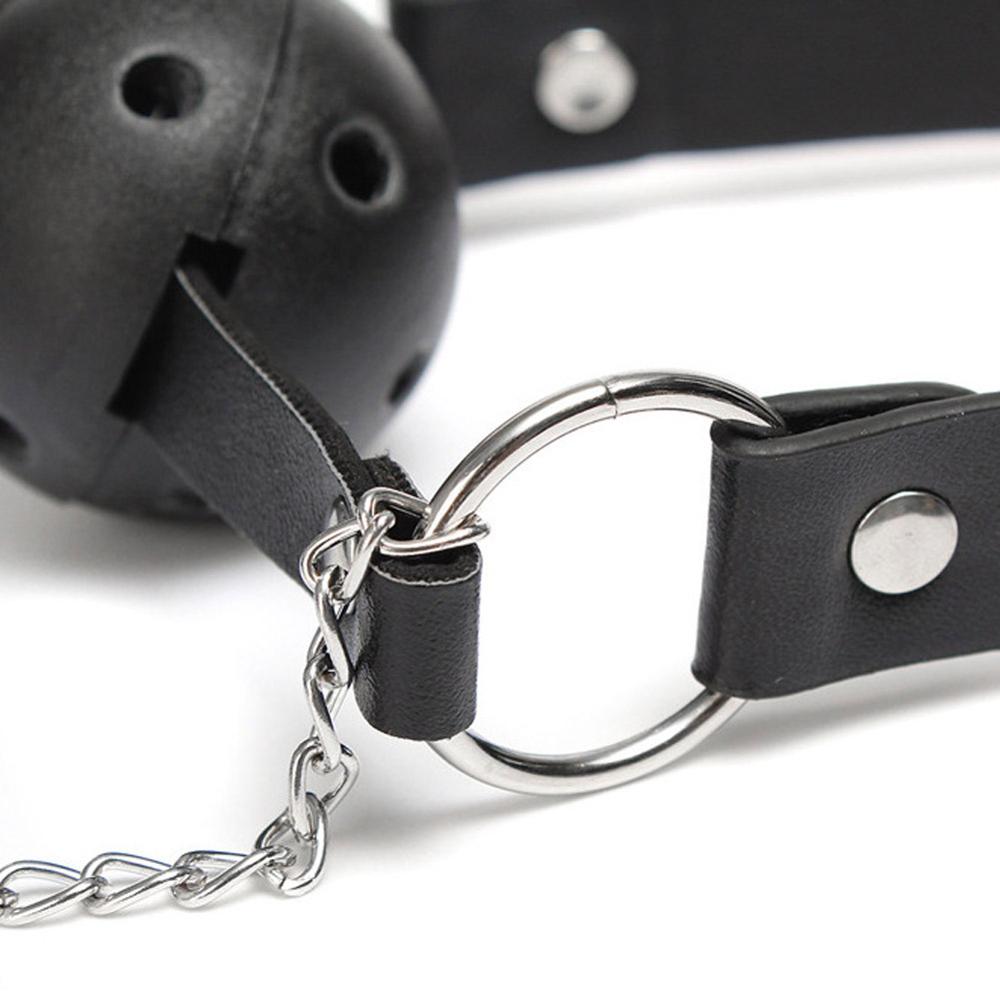 Open Mouth Gag With Nipple Clips - Leather Strap Breathable Bondage Gear BDSM Toy - ChastityBondage