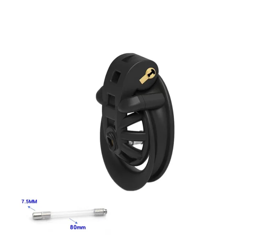 small negative chastity cage with silicone tube
