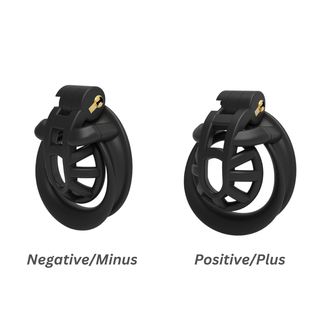 Positive/Negative Resin Chastity Cage Set - Minus/Plus Chastity Device - KeepMeLocked