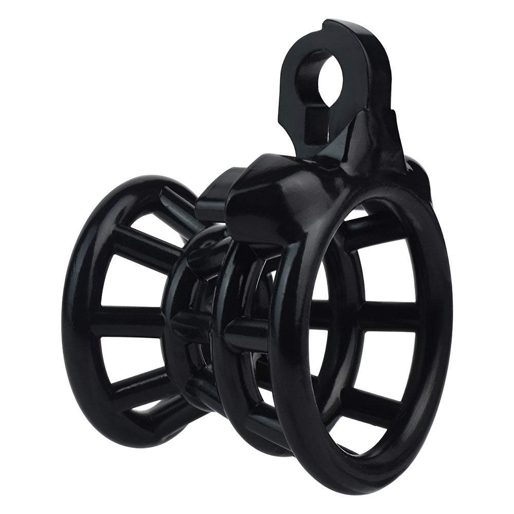 Resin Negative Chastity Cage with 4 Rings - Black/Pink/White - ChastityBondage