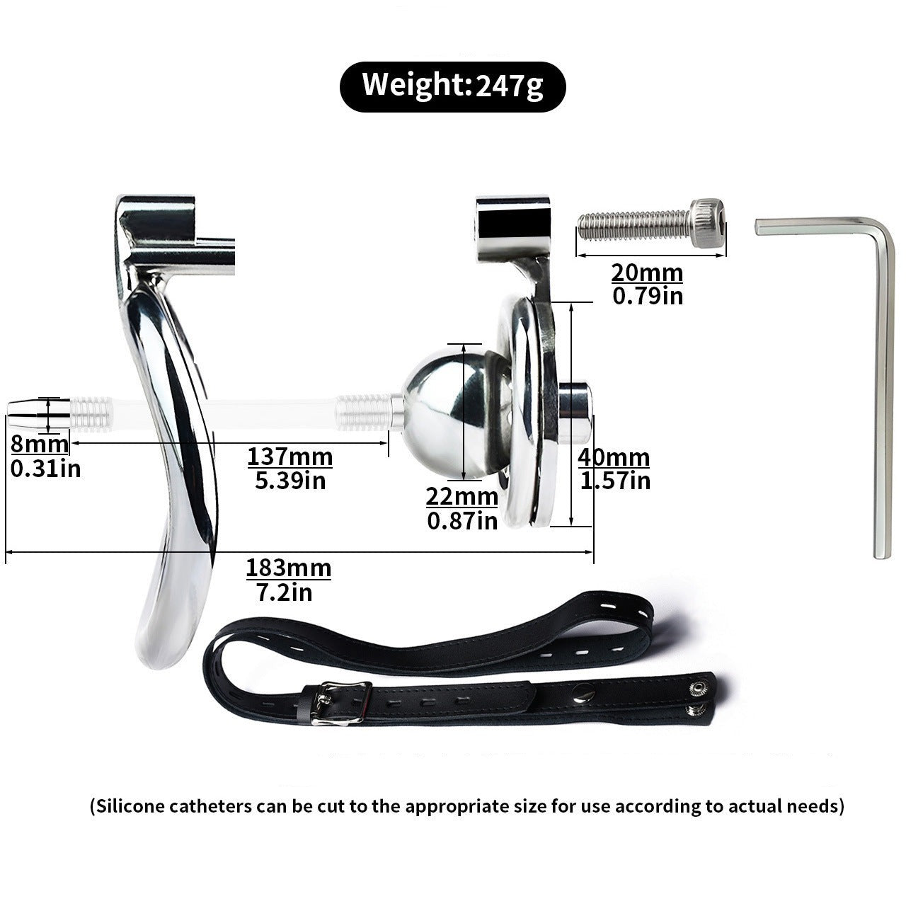 Micro Flat Inverted Chastity Cage with Silicone Urethral Catheter Negative Cock Cage