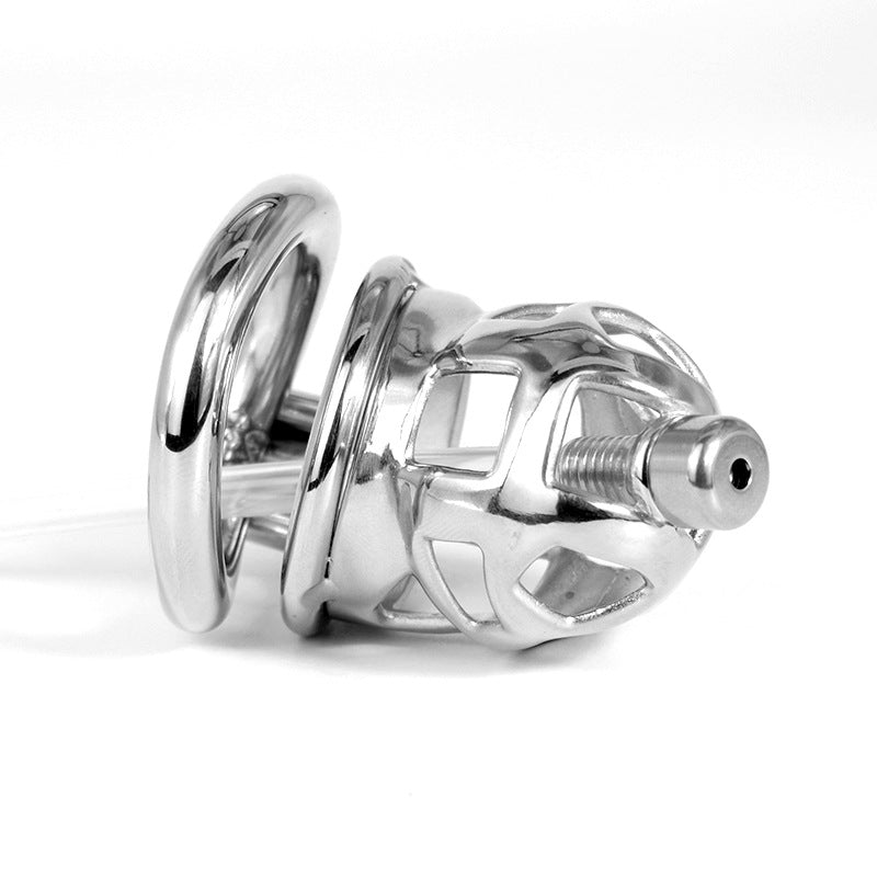 Breathable Metal Cobra Chastity Cage with Silicone Catheter 304 Stainless Steel Cock Cage