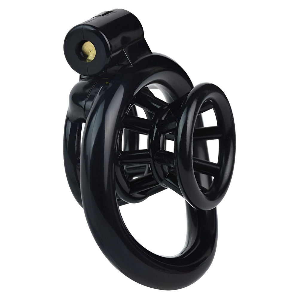Resin Negative Chastity Cage with 4 Rings - Black/Pink/White - ChastityBondage
