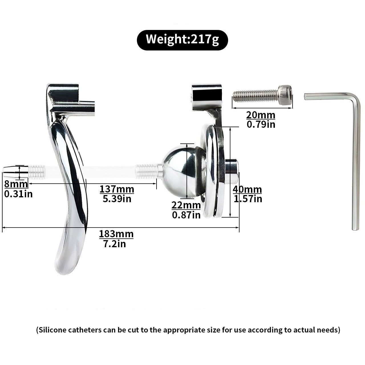 Micro Flat Inverted Chastity Cage with Silicone Urethral Catheter Negative Cock Cage