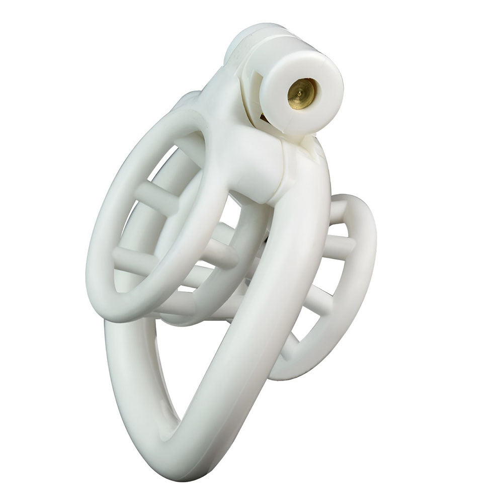 Resin Negative Chastity Cage with 4 Rings - Black/Pink/White - ChastityBondage