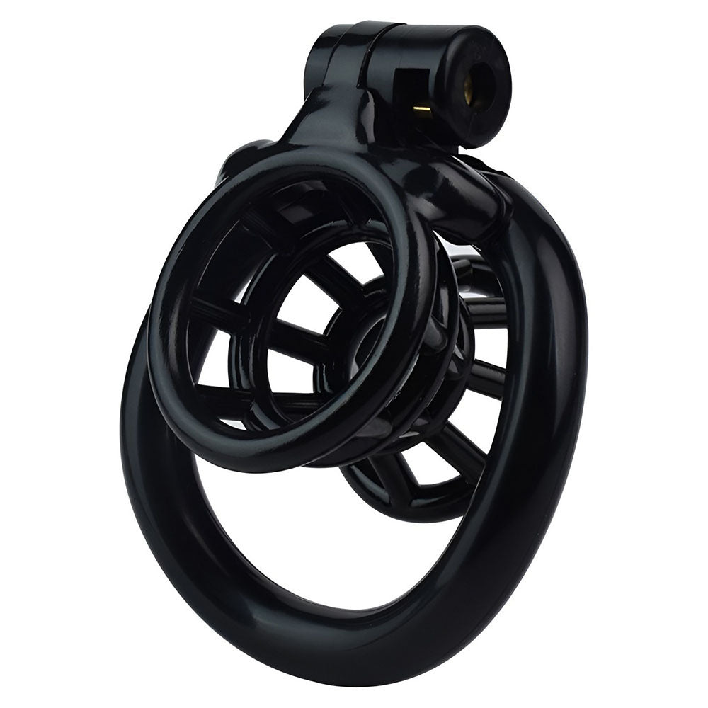 Resin Negative Chastity Cage with 4 Rings - Black/Pink/White - ChastityBondage
