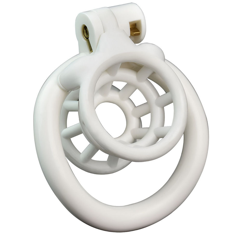 Resin Negative Chastity Cage with 4 Rings - Black/Pink/White - ChastityBondage