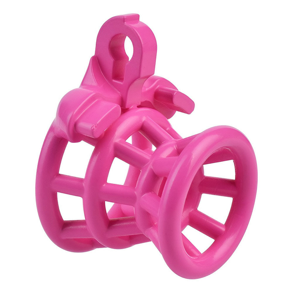 Resin Negative Chastity Cage with 4 Rings - Black/Pink/White - ChastityBondage