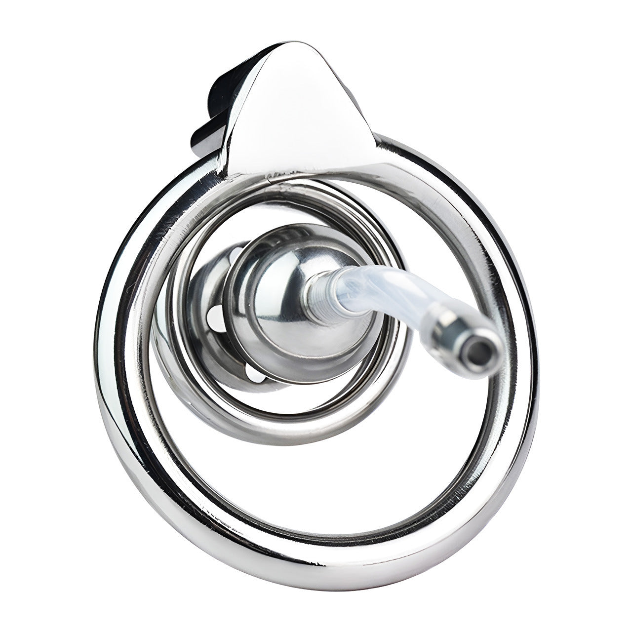Micro Flat Inverted Chastity Cage with Silicone Urethral Catheter Negative Cock Cage