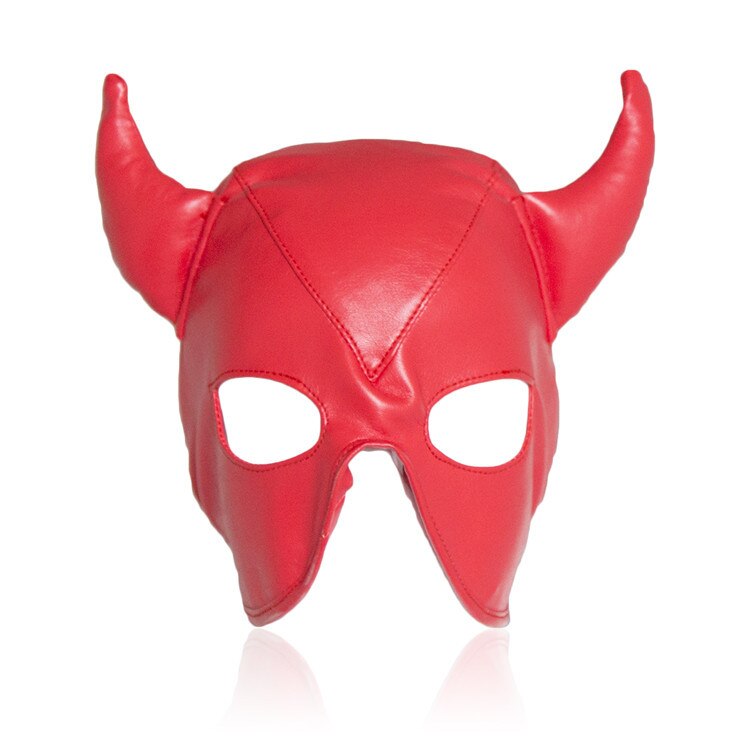 BDSM Mask with Cat Ears - Leather Bondage Hood - Sex Restraints - ChastityBondage