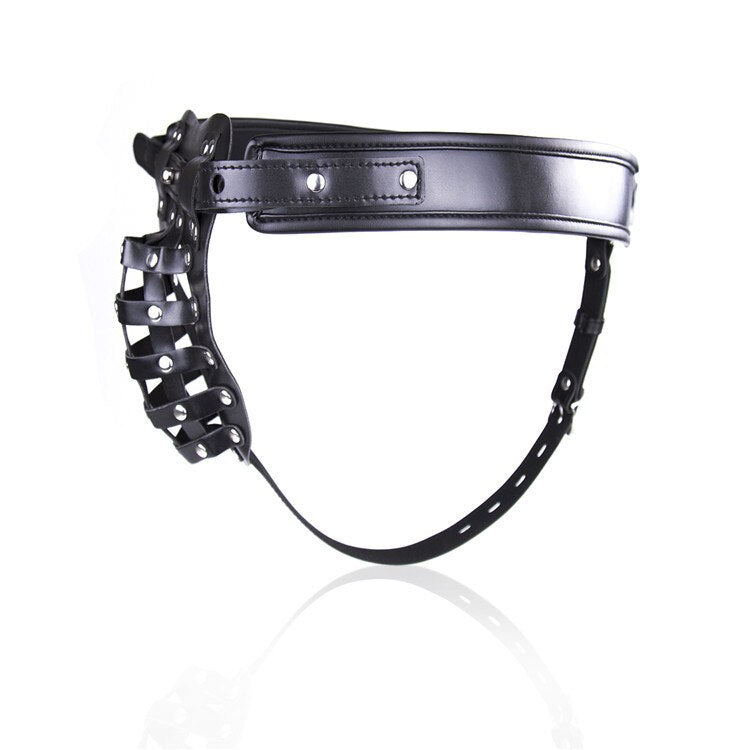 PU Leather Male Sexy Chastity Bondage and Chastity Underwear - Lock Adult Erotic Penis Cage Cock Rings - ChastityBondage