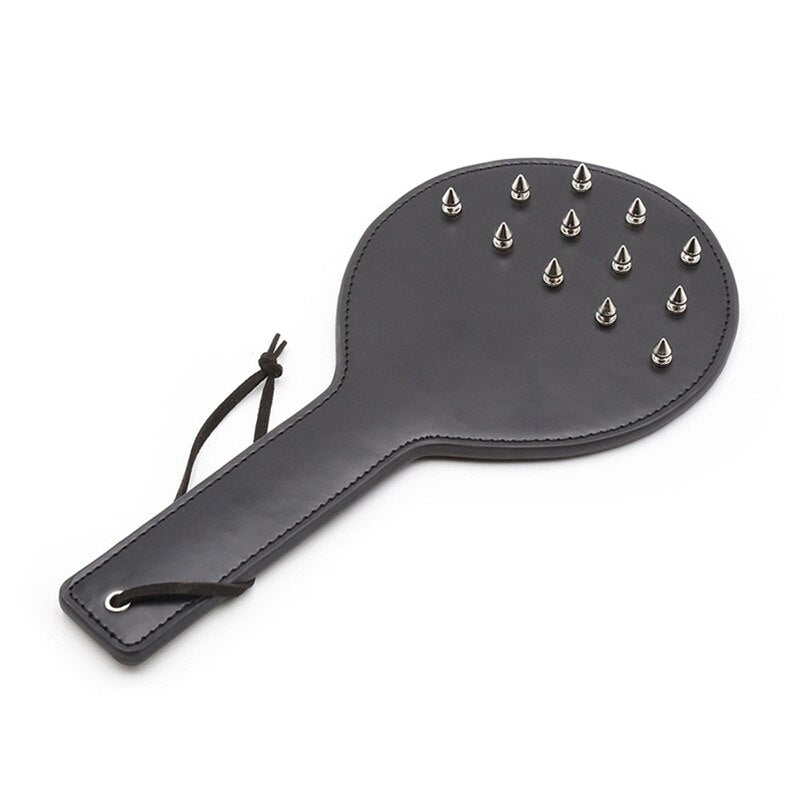 BDSM Sex Spank- PU Leather Restraint, Spiked Whip, Paddle, and Butt Slapper for Bondage Games - ChastityBondage