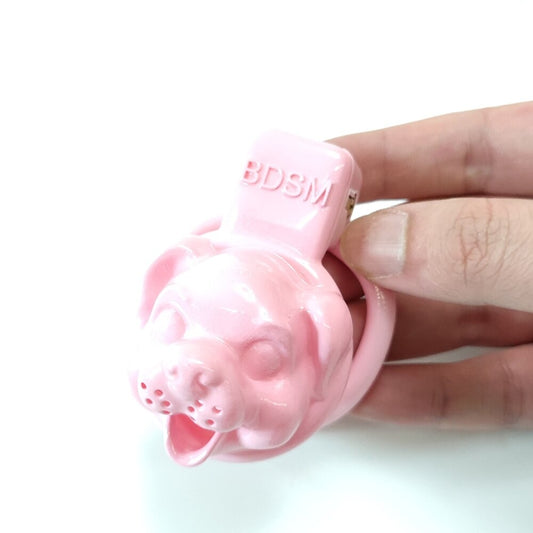 Pink Dog Chastity Cage For Sissy - Super Small Cock Cage - ChastityBondage