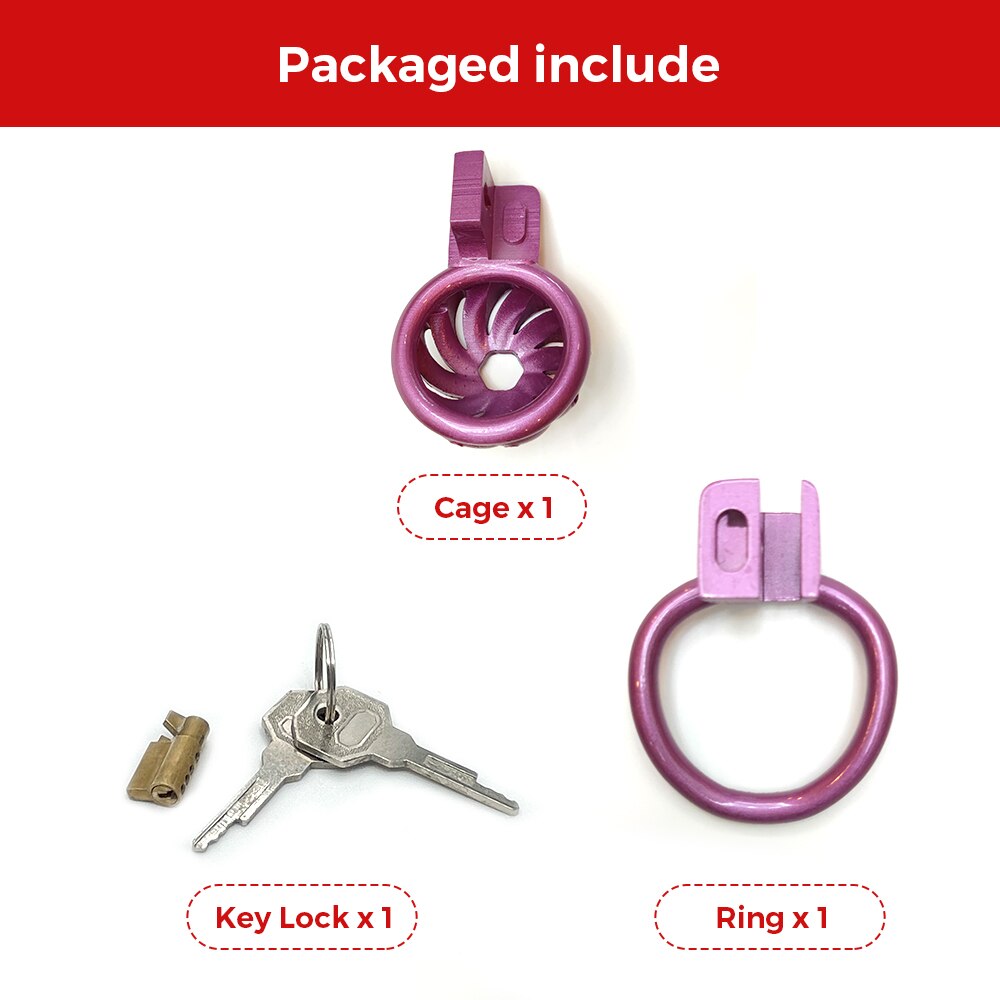 Purple Flower Small Chastity Device Cage Slave Cock Cage BDSM Male Penis Ring Lock Bondage Erotic Gay Ladyboy Sexy Toys for Men - ChastityBondage