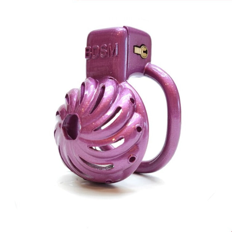 Purple Flower Small Chastity Device Cage Slave Cock Cage BDSM Male Penis Ring Lock Bondage Erotic Gay Ladyboy Sexy Toys for Men - ChastityBondage