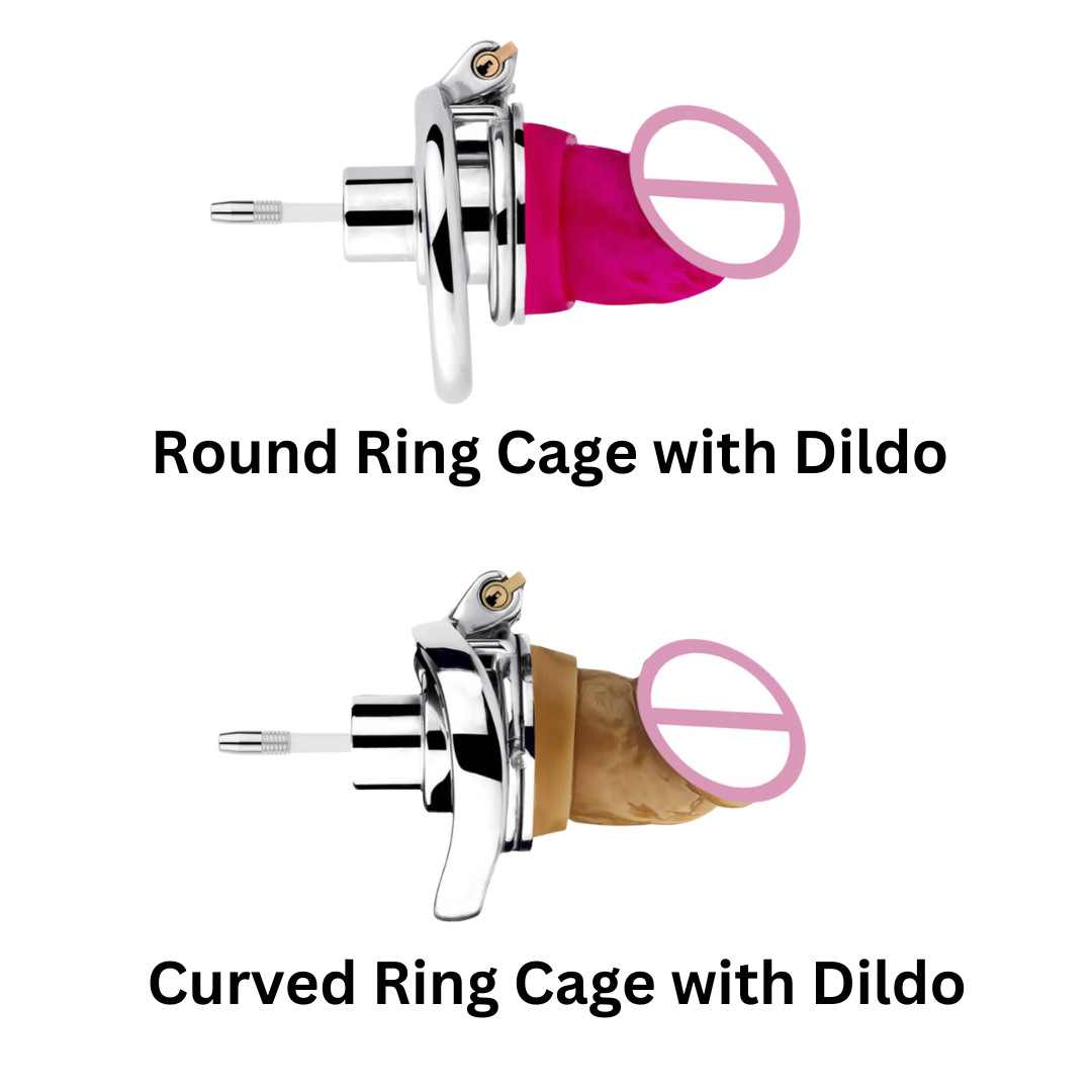 Inverted Chastity Cage with Dildo and Silicone Urethral Tube - KeepMeLocked