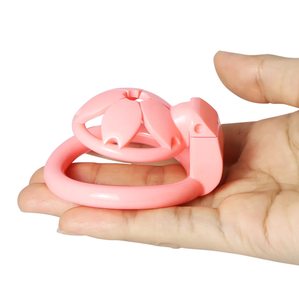 Small Flat Lightweight 3D Printed Sakura Resin Chastity Cage