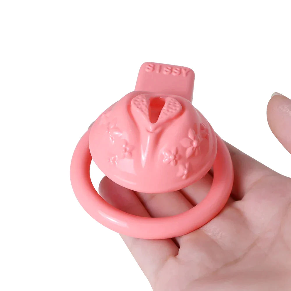 pink clit chastity cage for femboy