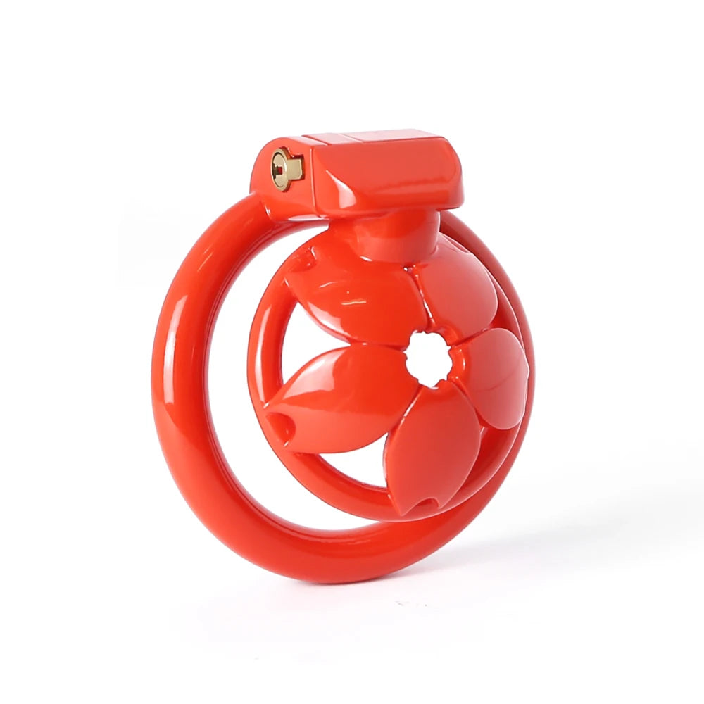 Small Flat Lightweight 3D Printed Sakura Resin Chastity Cage