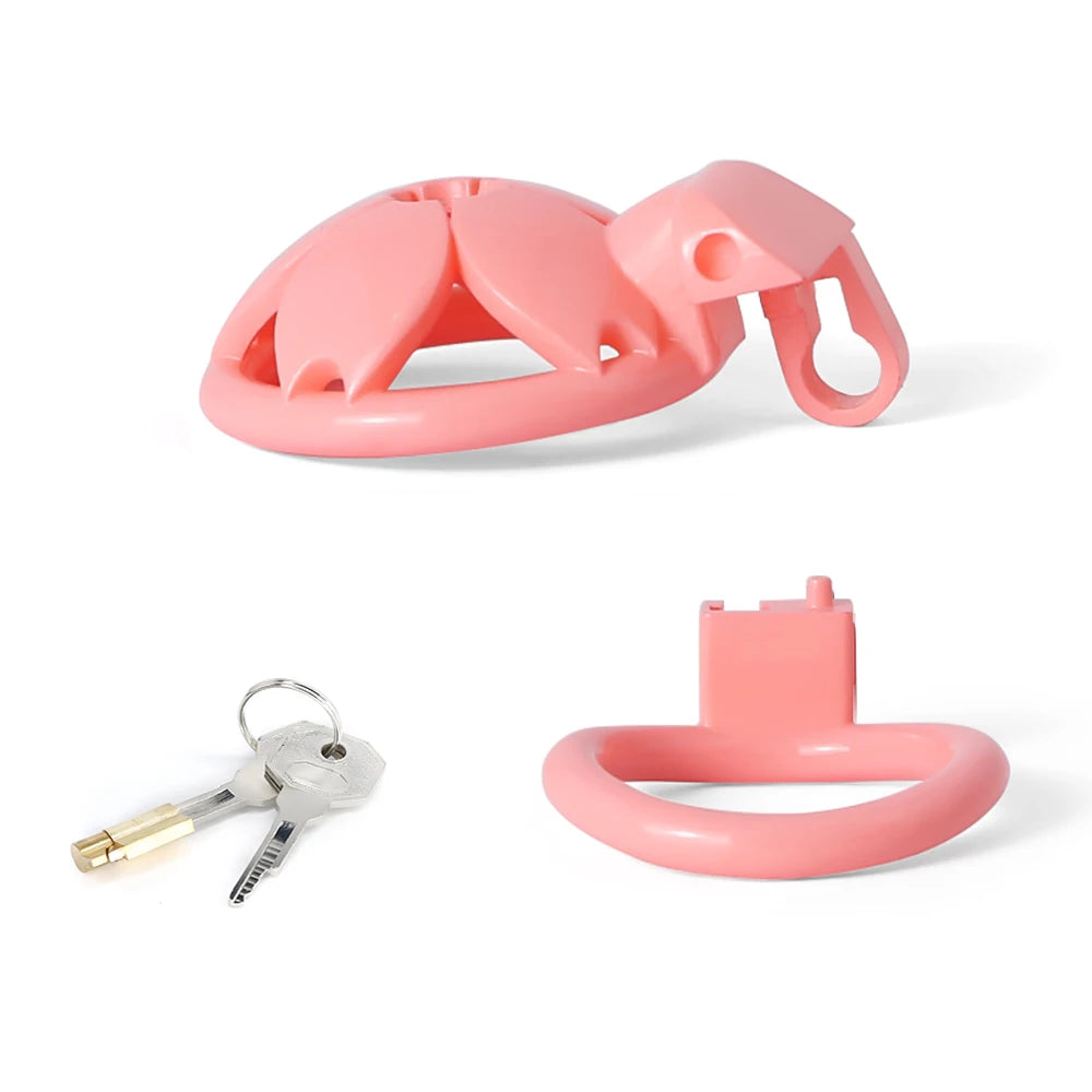 Small Flat Cock Cage Lightweight 3D Printed Sakura Resin Chastity Cage