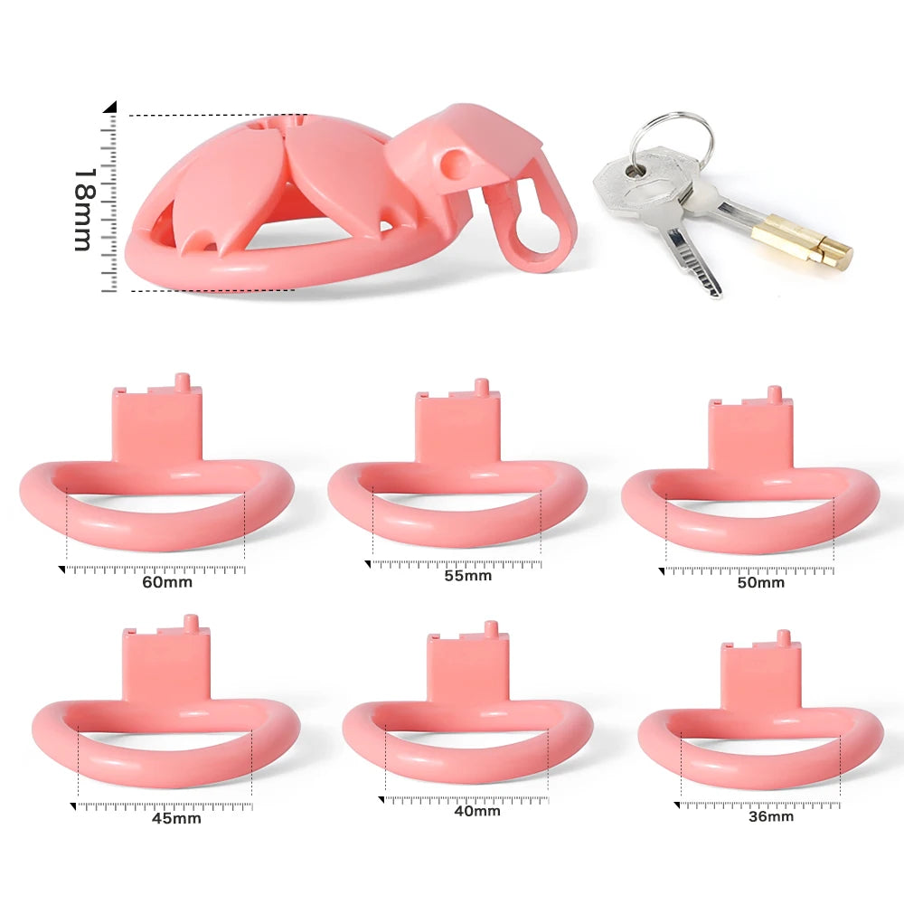 Small Flat Sissy Chastity Cage Lightweight 3D Printed Sakura Resin Chastity Cage