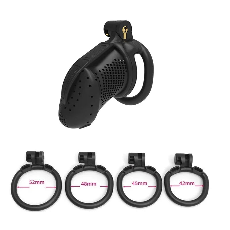 Lightweight 3D Printed Chastity Cage For Men with 4 Penis Rings