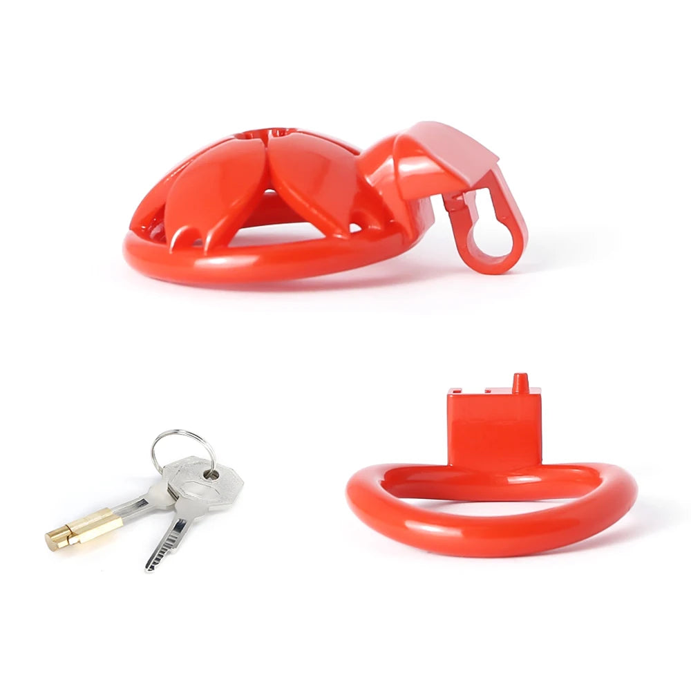 Small Flat Lightweight 3D Printed Sakura Resin Chastity Cage