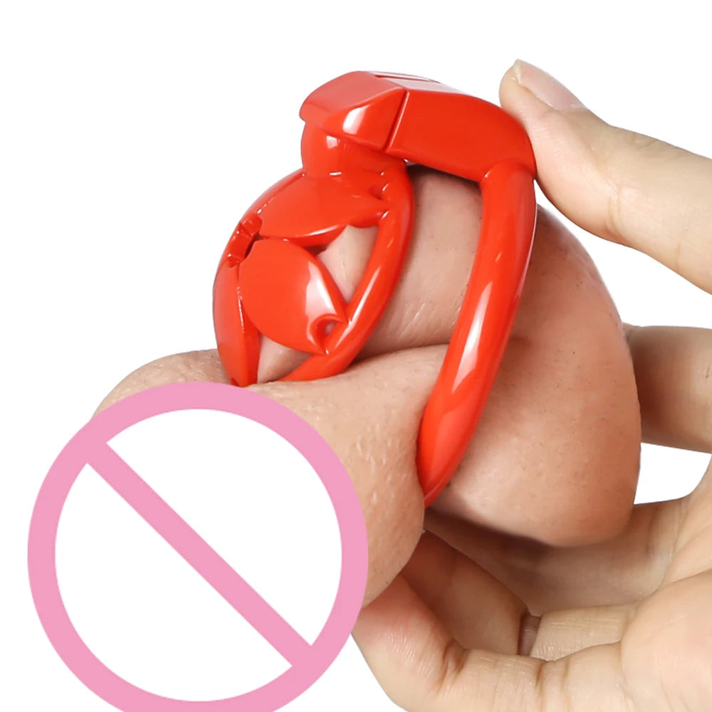 Small Flat Lightweight 3D Printed Sakura Resin Chastity Cage
