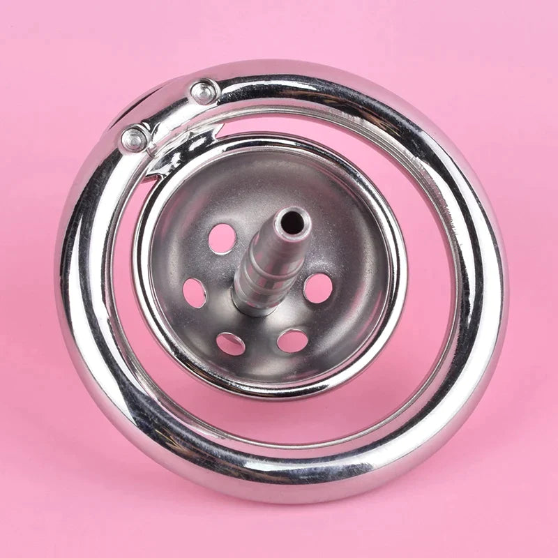 chastity cage with metal catheter