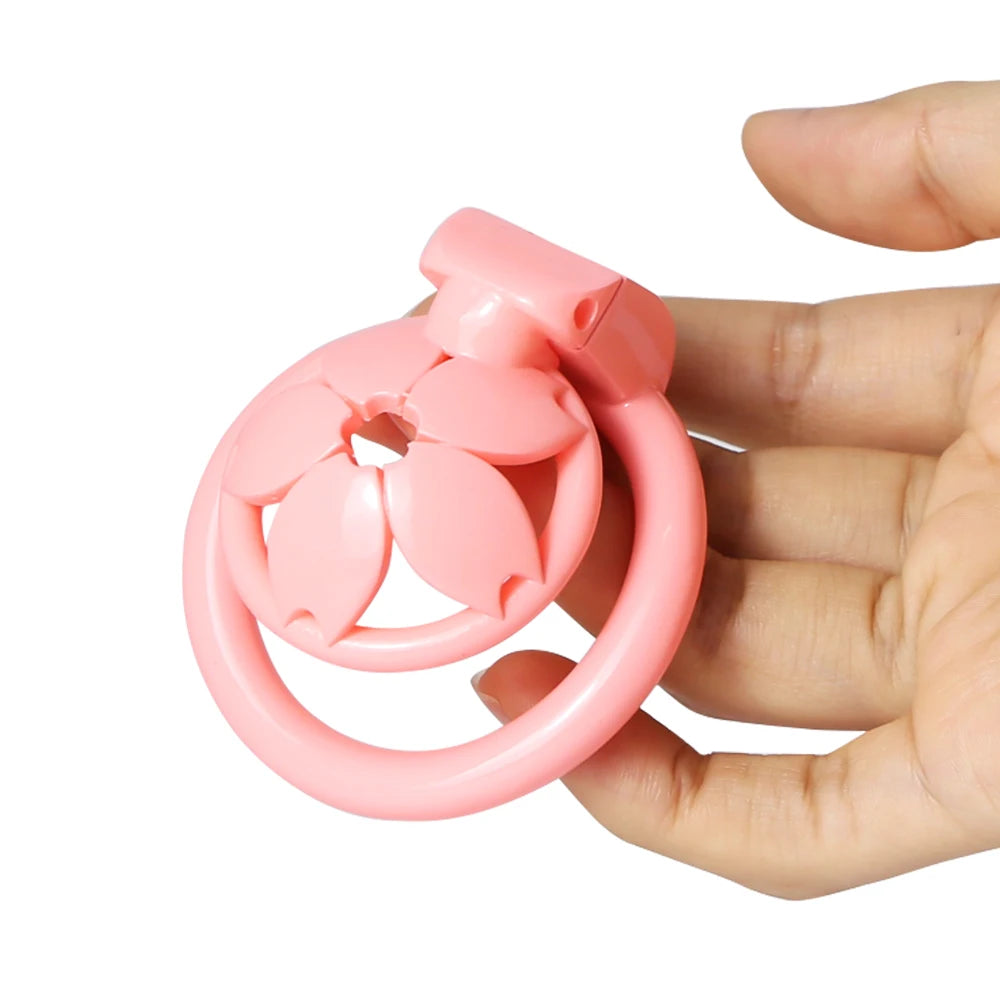 Small Flat Lightweight 3D Printed Sakura Resin Chastity Cage