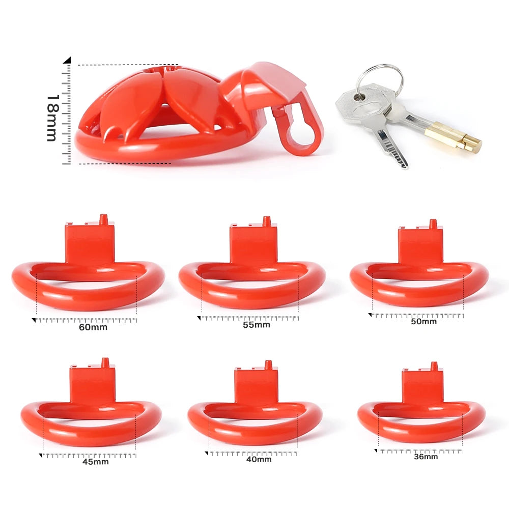 Small Flat Lightweight 3D Printed Sakura Resin Chastity Cage