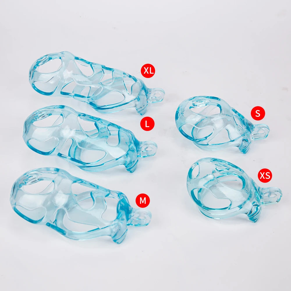 3D Printed Ice Blue Cobra Chastity Cage Lightweight Resin Cock Cage