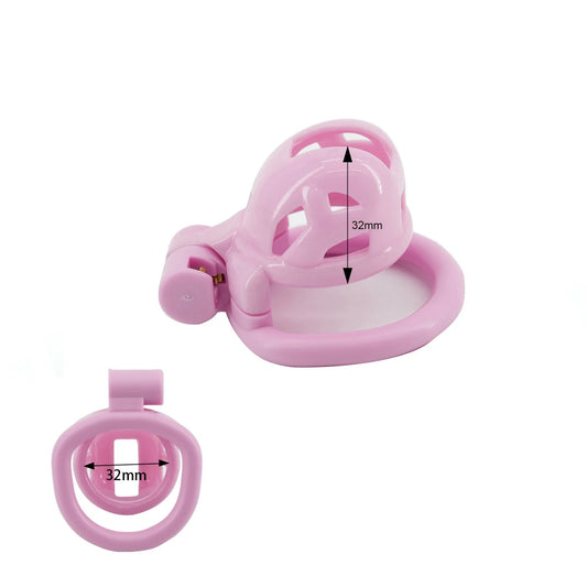Pink Mini Cobra Chastity Cage with 4 Size Penis Rings - KeepMeLocked