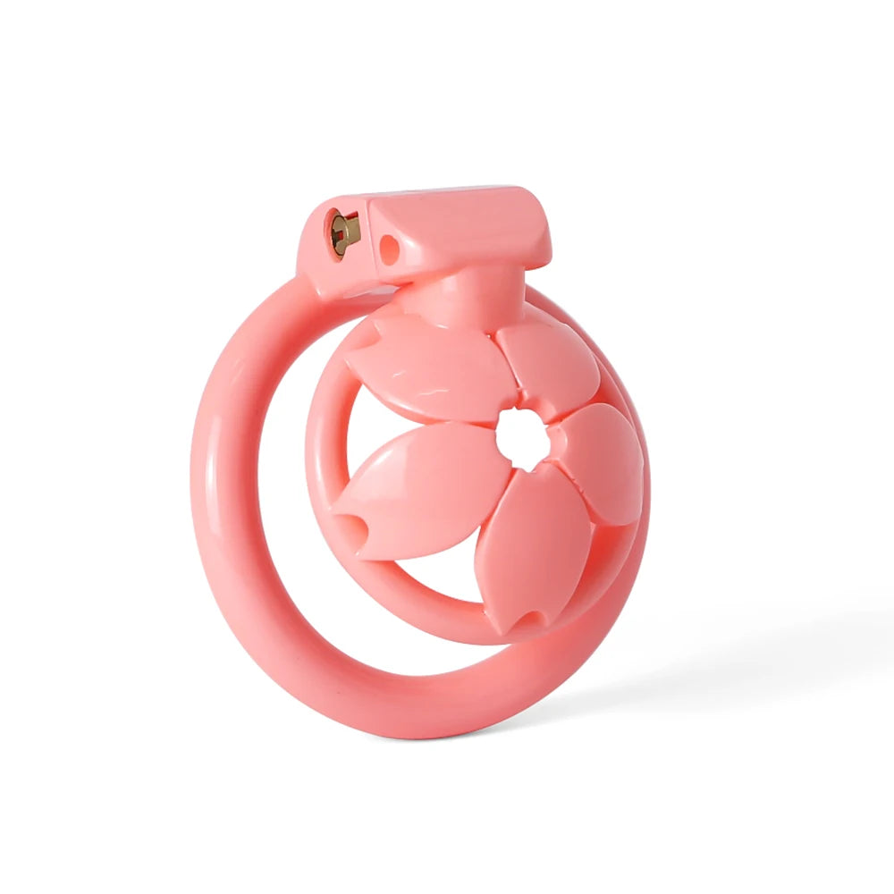 Small Flat Lightweight 3D Printed Sakura Resin Chastity Cage