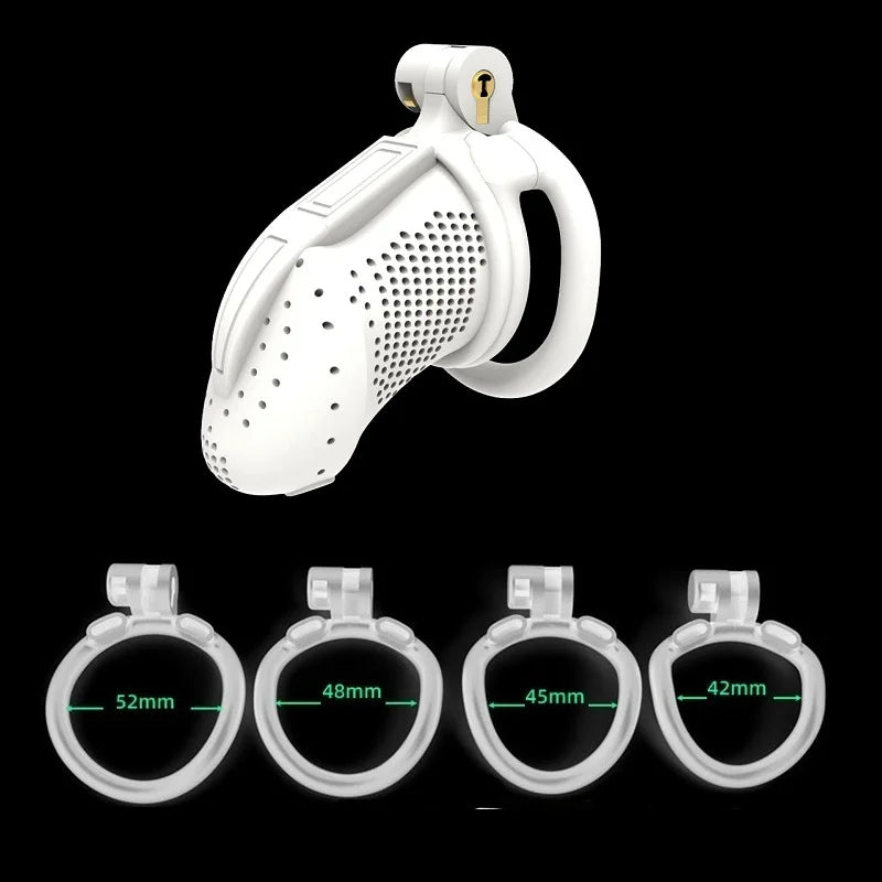 Lightweight 3D Printed Chastity Cage For Men with 4 Rings
